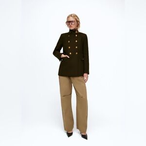 Zara, XS Olive green military style jacket, funnel neck